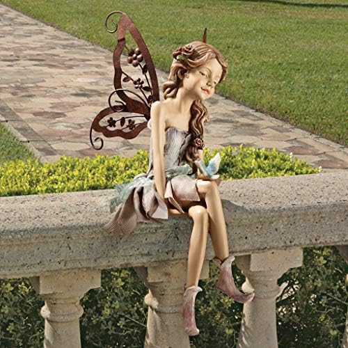 Дизајн Toscano HF326063 Fannie The Garden Fairy Sating Statutue, 12 инчи, 12 “, сингл