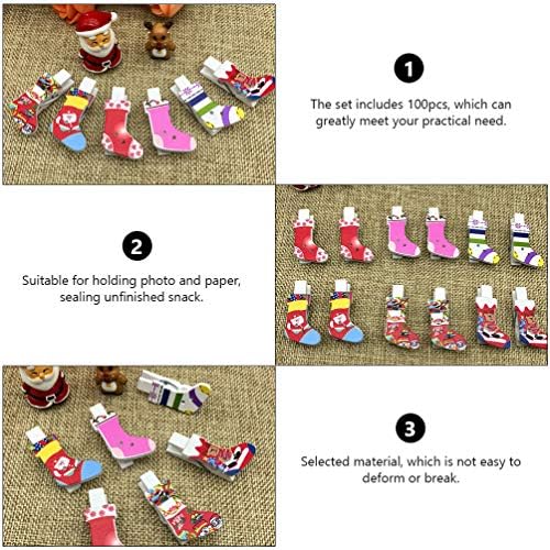 Bestoyard Nativity Decor 100pcs Божиќни дрвени клипови порибување облека за облека DIY фото штипки за домашно училиште за занаетчиски