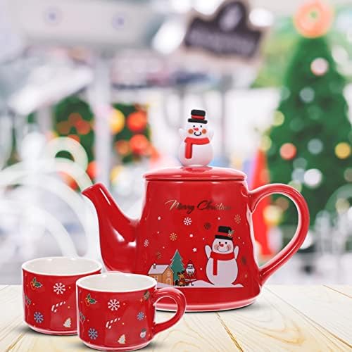 Зеродеко чаша чаша сет 1 сет Божиќ чајник постави керамички снежен човек шема чајник со чаши чај порцелански чај сет Божиќ