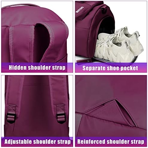 Гимназиска торба за жени - спортски торбички торбички ранец неделен преку ноќ торба со чевли виолетова - miycooo