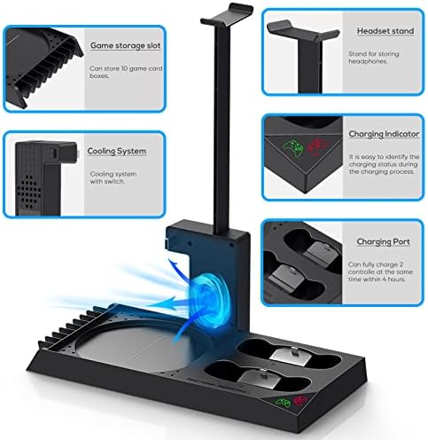 Вертикално ладење на YuanHot компатибилен со Xbox Series X, пристаниште за полнење на станицата со 1400mAh пакет на батерии и полнач за полначи