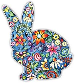Bunny Налепница за зајаци за зајаци од Megan J Designs ™ - налепница за лаптоп автомобил Винил Тумблер