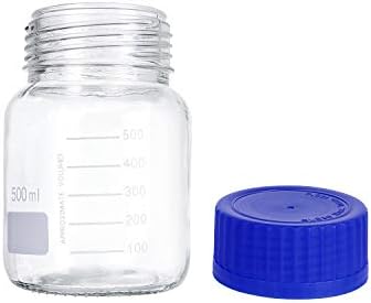 Moonetto 6 пакет 500 ml широка уста дипломирана тркалезна реагенс Медиум/лабораторија за складирање стакло шише со GL80 сино полипропилен