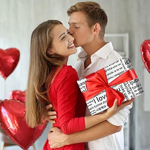 Денот На вљубените Романтични Те Сакам Фрази На Различни Јазици | Празници Хартија За Завиткување 4 Преклопени Чаршафи За Возрасни И Деца