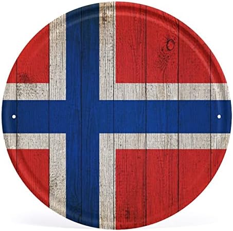 Nudquio гроздобер Норвешка знаме дрво позадина тркалезна wallид виси слика на слика со слика железо сликарство за домашна декорација на фарма
