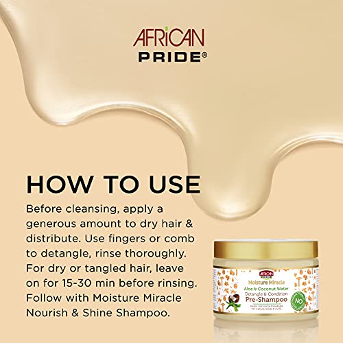 Африканска гордост Чудо од влага пред-шампон и крем за оставање-помага во минимизирање на кршење на косата и обезбедува интензивна влага