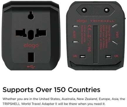 Адаптер за универзални патувања во Елаго со двојни пристаништа за полнење со USB за САД ЕУ Велика Британија Аус Аиса - Меѓународни сите во еден
