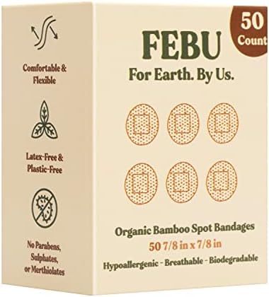 Фебу, органски бамбус, завои за ткаенини за стружења и исекотини | 50 брои, 7/8in x 7/8in | Слободни, хипоалергични тркалезни завои