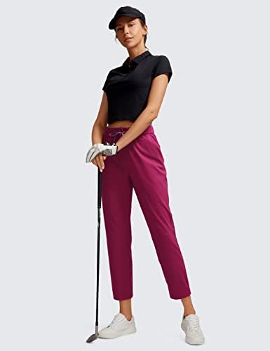 CRZ јога женски високи половини со 4 насоки за голф Каприс 25 - Работни панталони Атлетски салон тренингот на глуждот Панталони