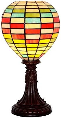 GPPZM креативен европски стил на маса, ретро балон со топол воздух витраж + смола спална соба дневна соба за ламба за маса