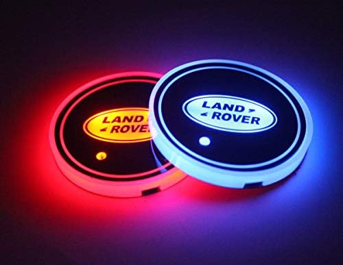 2 парчиња светла за држачи за држач за автомобили LED за Land Rover, 7 бои кои се менуваат USB полнење со ламненцентна чаша подлога, LED
