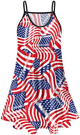 Балаки женски 4-ти јули американско знаме на американското знаме маици фустан летен обичен фустан на плажа со џебови