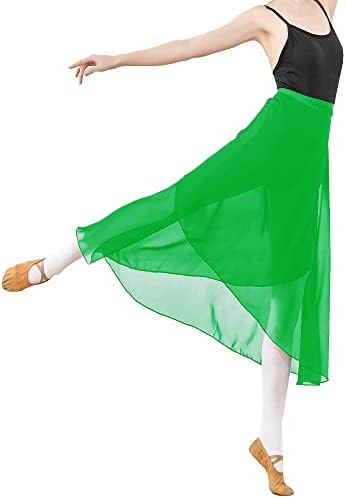 Возрасни долги проточни чиста шифонска марама со шамија Миди здолниште за перформанси на скејт за балет танц