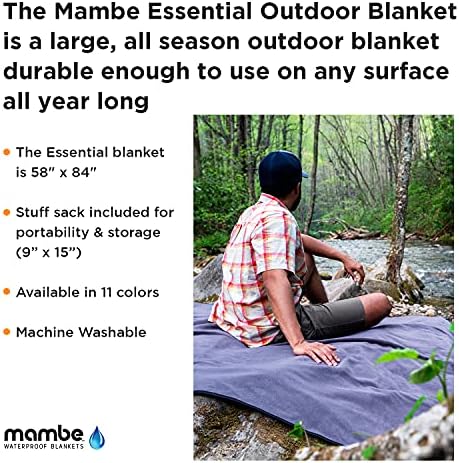 Mambe големо есенцијално ќебе на отворено црно - водоотпорно и ветерно - машинско миење руно и најлон фрлаат за активности на отворено како
