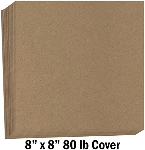Хамилко кафеава боја со карто -карто -книга за хартија 8x8 тешка тежина 80 lb капакот - 100 пакувања