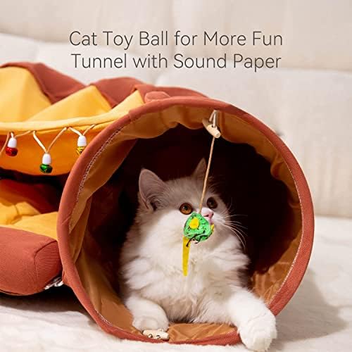 Тунел за мачки на хиппет за затворени мачки, мачка цевка со склопување на кревет за мачки, премиум играчка за мачки за мала средна голема