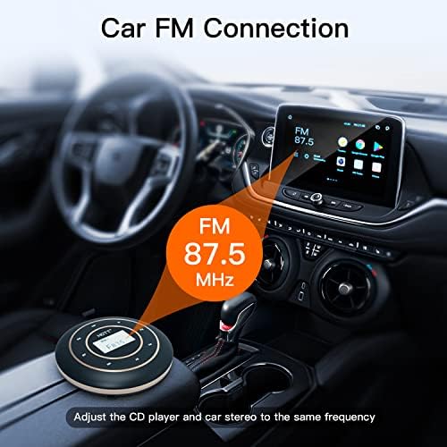 Hott C105 Преносен ЦД плеер за автомобил со Bluetooth и FM предавател за полнење компактен CD плеер со копче на допир за задниот дел