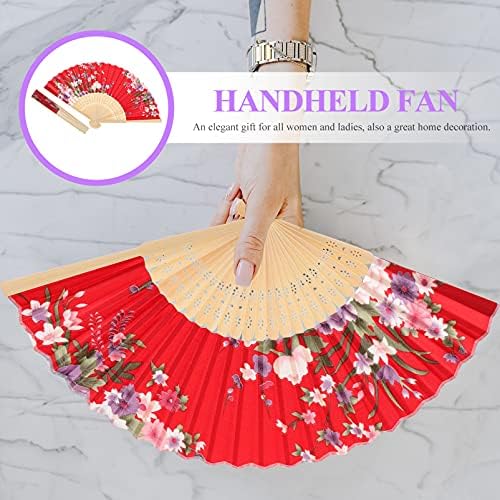 Healifty 2 парчиња цветни преклопни навивачи кинески стил свилена рака преклопување вентилатор гроздобер рачен вентилаторски фан фан, преклопување