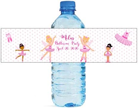 Балерина тематски шише со вода етикети Балет танцувајќи пети танцувајќи туту
