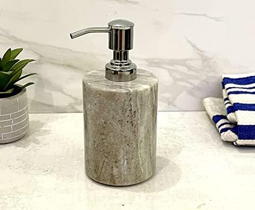 Камен изработен диспензер со течен сапун од природен камен од Вигано.СТОНСКИ ДИСПАНСЕР ЗА ПУМП со хромирана пумпа идеална за просторија