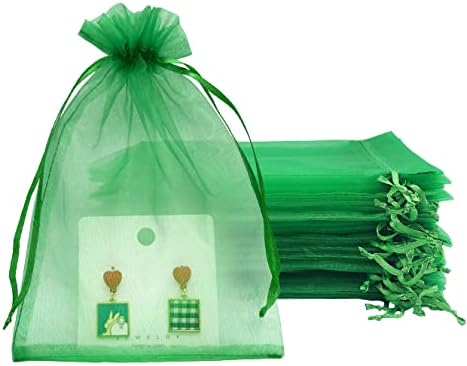Џексила 100 ПАРЧИЊА Зелени Торби За Органза 4х6 Инчни Торби За Врвки За Божиќна Мрежа Мали Торби За Накит За Свадбената Веселба на Свети Патрик Фаворизирајте Торбичк?