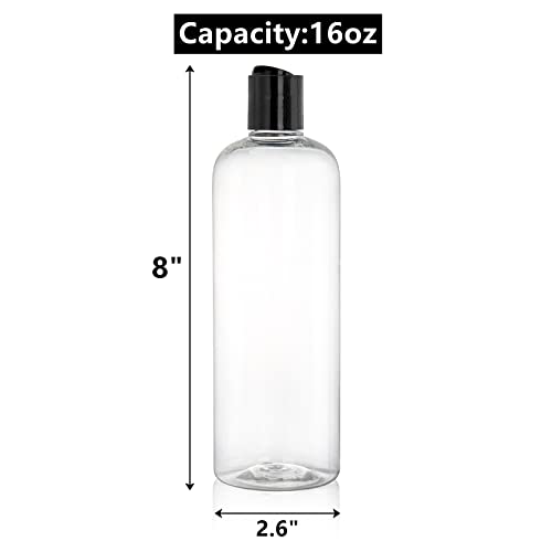 Peohud 20 пакет 16oz чисти пластични празни шишиња со врвни капачиња за флип, шишиња со шампон за полнење, контејнери за патувања за