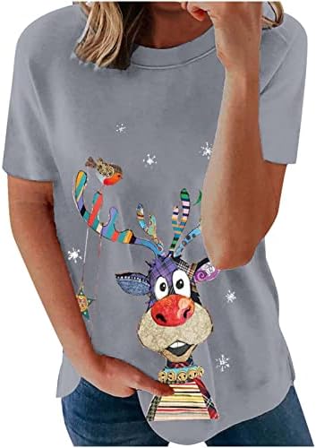 Смешен грд божиќен џемпер за жени маица со краток ракав, симпатична магаре графичка туниника врвови летни удобни меки блузи