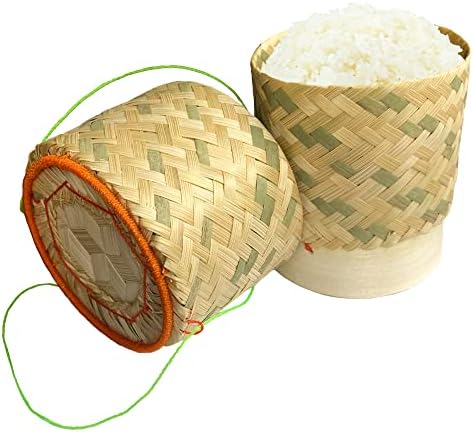 ПАНВА Мини Бамбус Леплива Корпа За Сервирање Ориз-Рачно Изработена Еколошка Тајландска Мини Плетена Работа Редење Кратипс-комплет