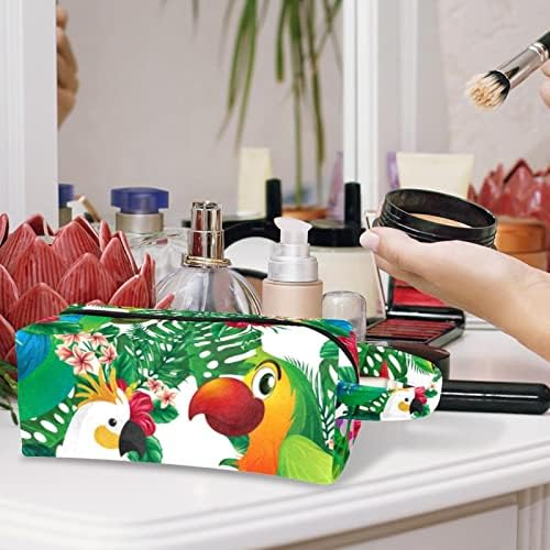 Торба за тоалети, козметичка торба за патувања за жени, тропски лисја од цвет од папагал