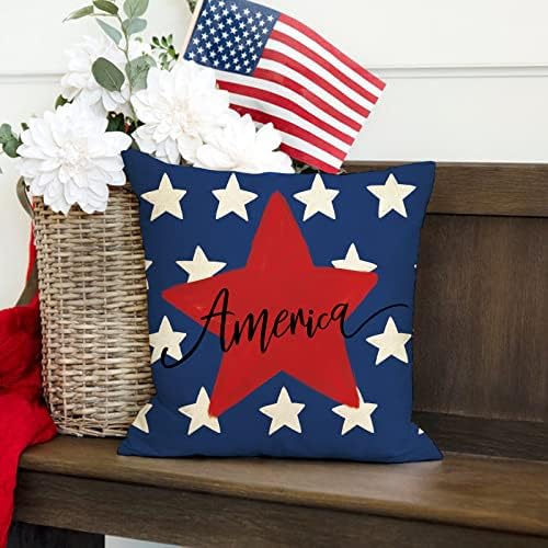 Фјфз 4 јули Патриотски Американски Знаме Ѕвезди И Ленти Декоративни Фрли Перница Покритие 18 х 18 Во собата на 4, Америка Земјиште