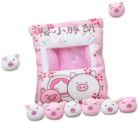 Симпатична кадифен перница торба за закуска фрли перница ， отстранливи полнети животински играчки меки цреша свињи, играчки перница содржи 8 диносауруси, за тинеј