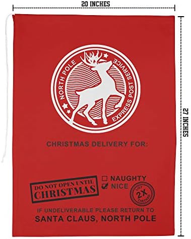 Печатете премногу Голема Платнена Торба За Влечење Божиќни Вреќи За Вреќи За Подароци Дедо Мраз Прилагодена Услуга За Забава 2 Парчиња