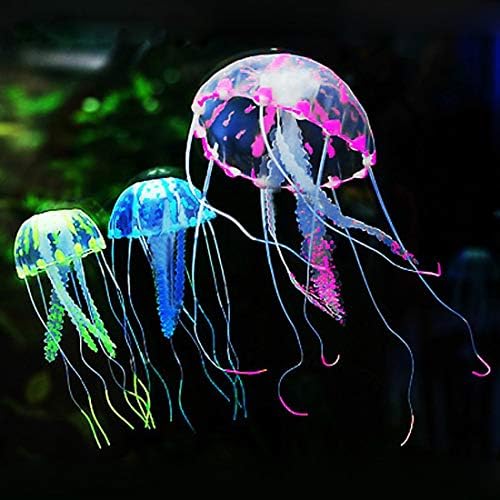 Bitray блескава медуза блескав ефект на декорација на аквариум силиконски вештачки лебдечки медуза аквариум резервоар за риби - 6 парчиња