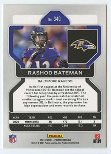 2021 PANINI PRIZM 340 Rashod Bateman RC RC Dookie Baltimore Ravens NFL Football Trading Card