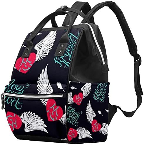Крило срцев букви Инспиративен ранец на лаптоп за жени, пелена торба ранец за патувања торбички за училишен колеџ ранец