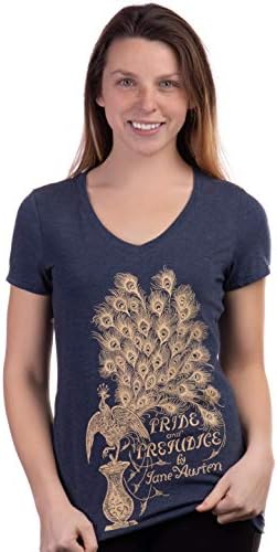 Гордост и предрасуди | Janeејн Остин 1813 Романтичен клуб Клуб Читател Читање на женска маица со маица V-врат