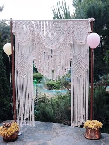 Macrame Wallид виси боемски геометриски декор за уметност убава просторија декорација-макрам завеса-макрама свадба позадина w 75 x l 85 инч