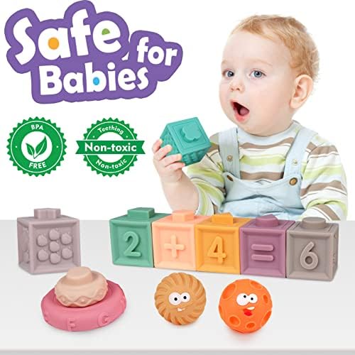 Dreampark бебе играчки 6-12 Месеци - Монтесори Играчки За Бебиња 0-6-12-18 Месеци-Редење Градежни Блокови &засилувач; Сензорни Едукативни Играчки