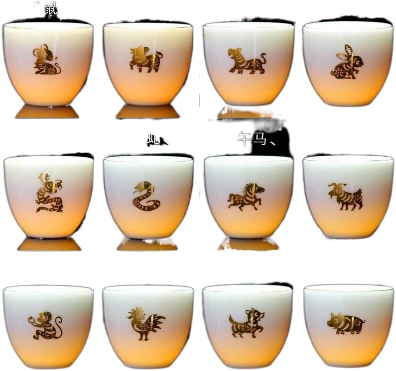 Лемаил Перика Креативен Кинески Хороскопски керамички Кунг Фу мала чаша чај сует жад чаша чај отпорна на топлина густа маснотија бела глазура бел порцелански чај
