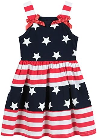 Девојки за деца на FedPop Девојки од американско знаме Денот на независноста облеки Детска патриотска облека 4-ти јули фустан