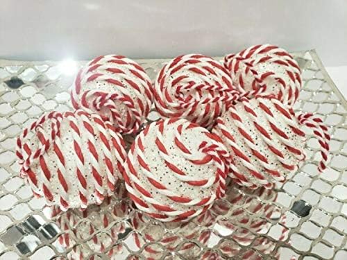 Орнаменти на мијабе за Божиќ за Божиќ празник црвено бело бонбони од трска од пеперминт дрво 2,75 “за украси за дома, забавен декор