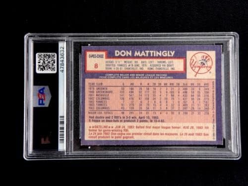 Дон Матингли 1984 година О-пи-чие 8 ПСА 8 во близина на нане до нане за бејзбол дебитант картичка-картички за дебитантска плоча