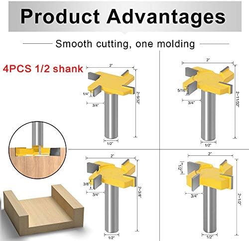 MMDSG 4PCS Spaceboard Surfaction Router Bit, 4 Wings Surface Planing Planing Batter Cleaning Milling Cutter, плочата за обликување