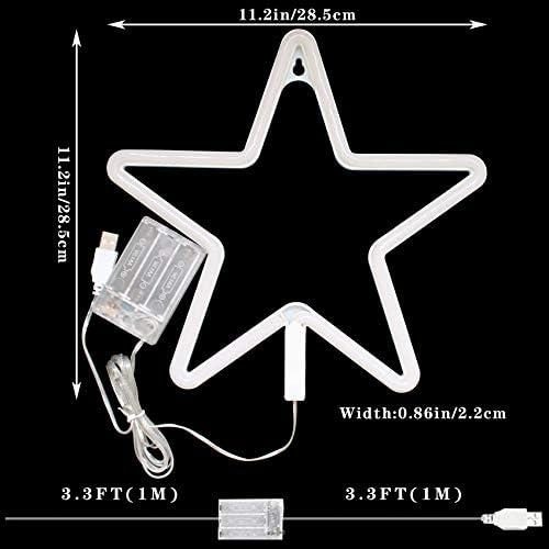 LED Осветлување Marquee Star Неонски Знаци Светла Сина Led Ѕид Декор, Батерија ИЛИ USB Управувана Ѕвезда Светилка Планета Неонски