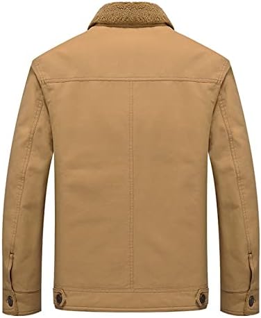 Менс зимски палто Шерпа, наредени јакни со лаптоп, цврста боја, задебелено копче за долги ракави со долга јакна од камионџии
