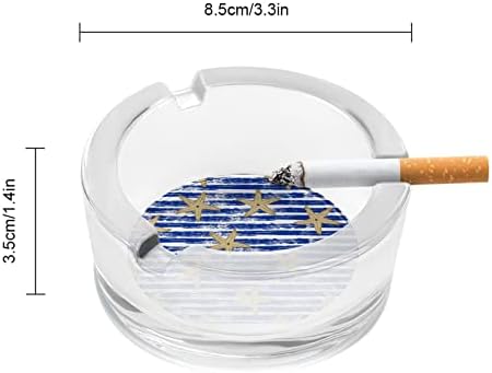 Starfish сини ленти стаклени пепелници за цигари за ветровито ѓубре може да печати фенси фиоки за пепел за домашна канцеларија во хотел