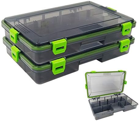 2 парчиња водоотпорен риболов кутии за риболов куки куки за складирање траги организатор кутија транспарентни прилагодливи делители држете терминален риболов и п