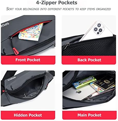 Спортски пакет за половината Фани Пак: Bumbag Beltbag Fannie Pack WaterResistant Прилагодливи 4-Zipper џебови за трчање пешачење пешачење