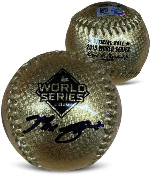 Макс Шерцер потпиша 2019 Светска серија Национали Злато потпишан бејзбол МЛБ Холо - Автограмски бејзбол