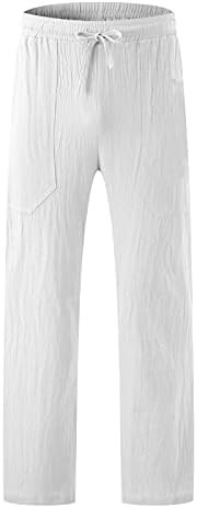 Панталони половината цврста должина целосна панталона Обични дневни средни машки џебни џебни панталони панталони мажи бели, 3х-големи